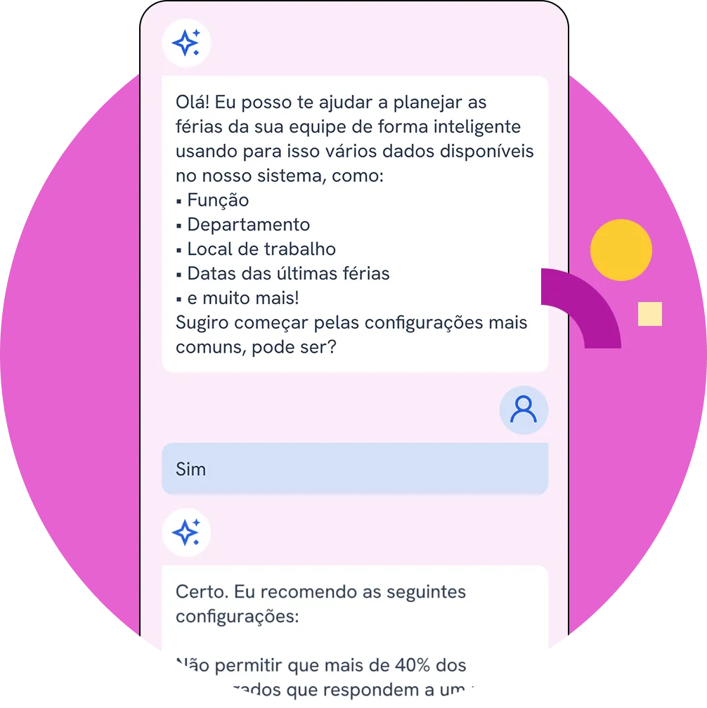 Interface de chat do assistente de IA da Pontotel para planejamento de férias